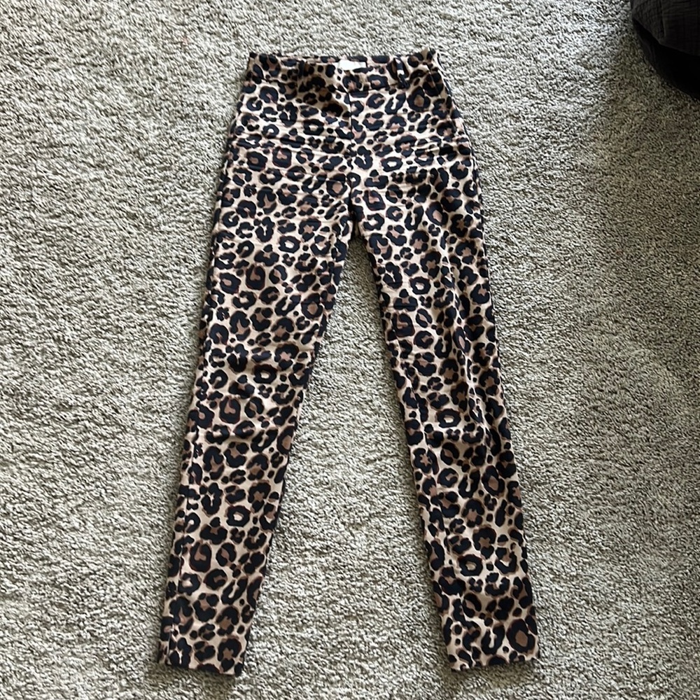 HM Leopard cheetah animal print pants slacks trousers ankle length size 0